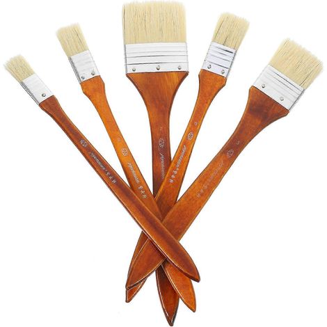 Pinceaux d'art en matière synthétique durable avec manche marron pour divers travaux manuels et projets de bricolage (lot de 5) (1/5)