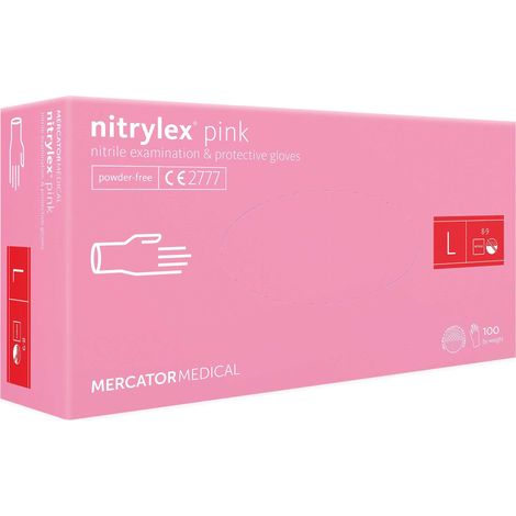 100 Nitrilhandschuhe, Größe 9-L, Nitrylex, Rosa