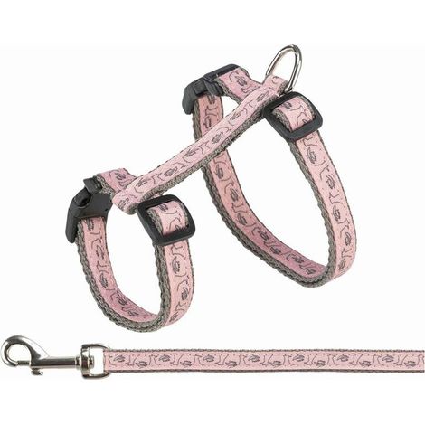 Trixie Imbrago e Guinzaglio Regolabile Grigio Rosa per Gatto