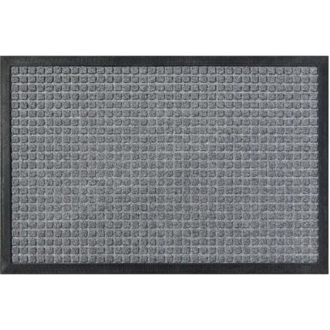 Paillasson, super absorbant, respirant, résistant aux taches et à la décoloration, gris, 29 x 17 pouces. (1/4)