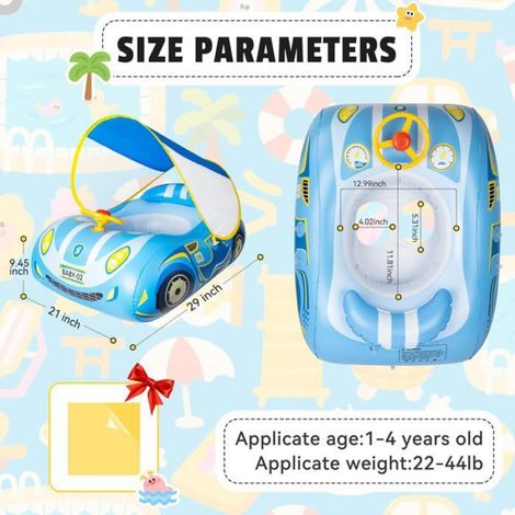 Bouee Pour Bebe Parasol Avec Upf50+ Auvent Amovible Siège De Bain Pour Bébé Pour Enfants Piscine Gonflable Bouée De Natation Pour (1/5)