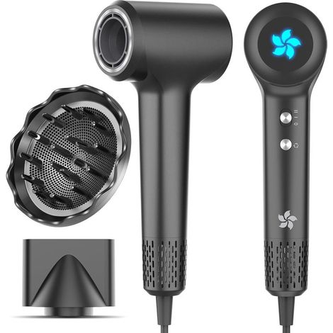 Seche Cheveux, Sèche Cheveux Ionique avec Diffuseur, Seche Cheveux à 400 Millions Plasma Professionnel, Moteur sans Balais de 110 000 tr/min pour un Séchage Rapide, 57 dB à Faible Bruit pour Voyage