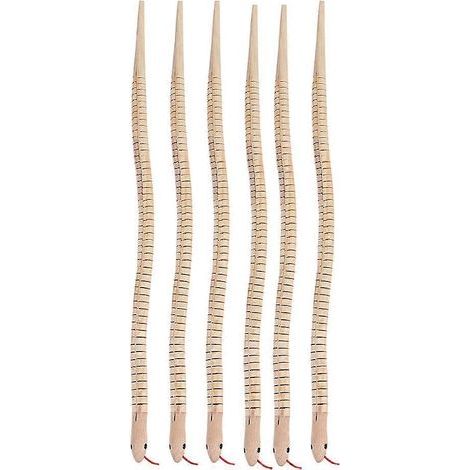 Lot de 6 décorations reptiles : serpent réaliste en bois, jouet amusant pour se faire des illusions.-30x1.5cm (1/3)