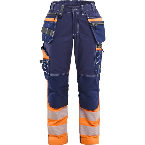 Pantalon de travail stretch haute-visibilité coton poches flottantes femme feMyanMare 7196 Marine/Orange fluo L - FR(44) - SE(C42) - Standards