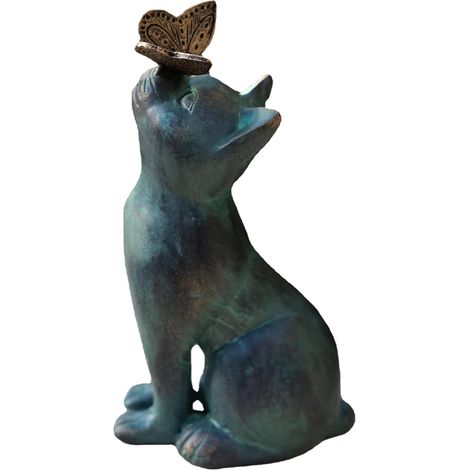 Statue de Chat en Résine pour Jardin, Décoration Extérieure, Mignon, avec Papillon, Cadeau, Porche, Pelouse, 1 Pièce (1/5)