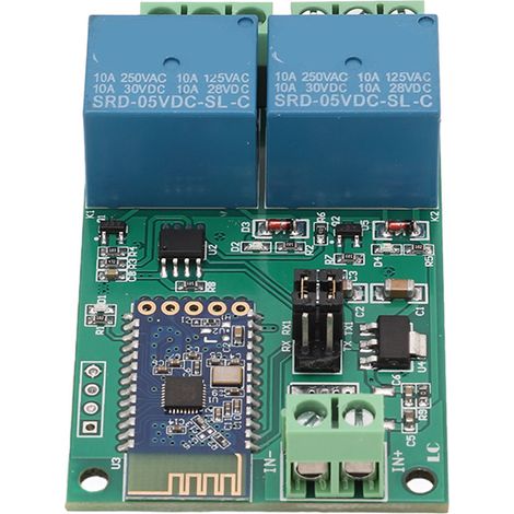 Module relais à 2 canaux avec carte Bluetooth, télécommande via application et voyant lumineux, 5 V CC (1/5)