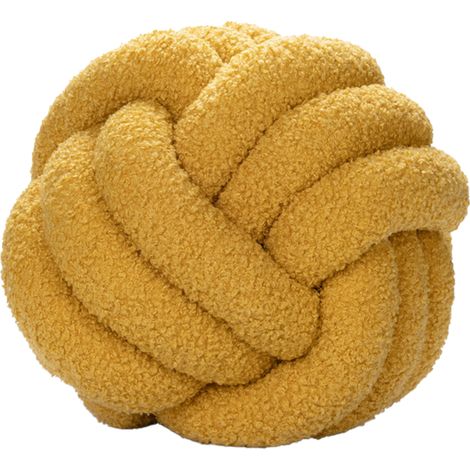 Oreiller à nœud exquis, doux et chaud, belle peluche nouée pour la maison, la voiture, le bureau, décoration 28 cm, jaune (1/5)