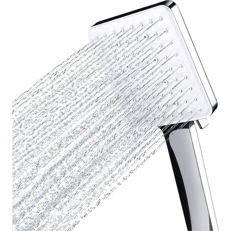 Pommeau de douche carré chromé avec 6 jets haute pression-AquaForge (1/5)