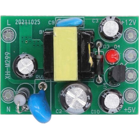 Isoliertes AC/DC-Netzteilmodul (5 Stück): Eingang 110-240 V, Ausgang 12 V/5 V. Zubehör im Lieferumfang enthalten. (1/5)