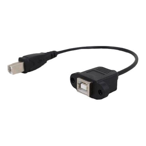 Male/female USB extension cable with ear-shaped screw holes and printed male/female plug for deflector attachment with ear-shaped copper wire. (1/3)