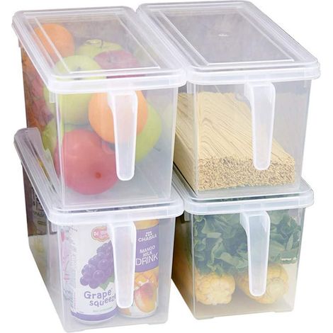 Boîte De Rangement Carrée - Empilable Avec Couvercle - Pour Fruits Légumes Viande Œufs - Lot De 4 (1/5)
