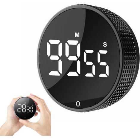 Minuterie Digitale - Magnétique - Compte À Rebours Réglable - Volume Ajustable - Pour Cuisine Et Fitness - Noir - 1 Pièce (1/5)