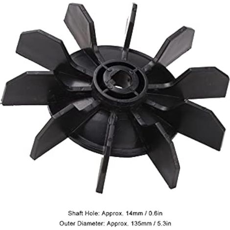 Petite pale de ventilateur pour compresseur d'air, arbre 14mm, diamètre extérieur 135mm, accessoire de pale, ventilateur plastique à moteur direct (1/5)