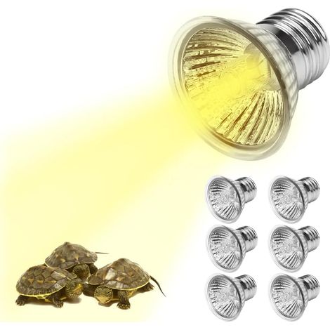 Ampoules Chauffante Tortue 25 W, Lot de 6 E27 Lampe Tortue Terrestre UVA UVB,Lampes Halogène Tortue,Lampe Chauffante Reptile E27, pour Reptiles Agames Barbus, Lézards, Serpents (1/5)