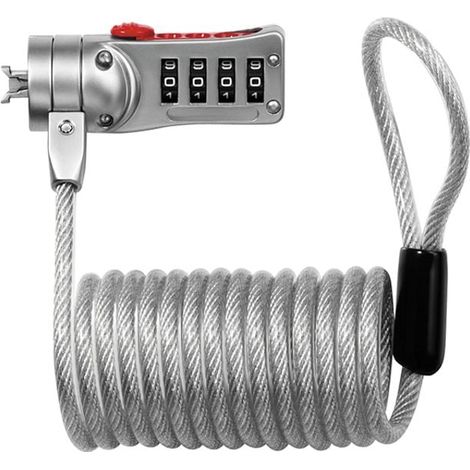 Master Lock 2120EURD Combination Computer Cable Lock – 1.8m Length, 5mm Diameter, Model MLK2120E (1/5)