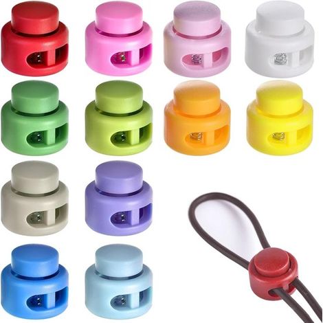 12 fermacavi a doppio foro, 2 clip per cavi colorate, chiusure per cavi in plastica colorata, elasticità regolabile, ideali per cavi K (1/5)