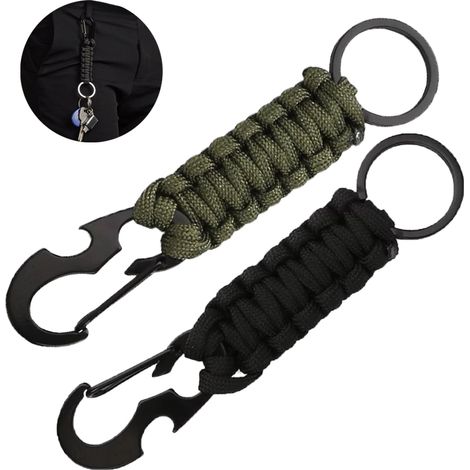 Lot de 2 porte-clés mousquetons, attache-lanière avec crochets à chaîne, support robuste pour poussette, idéal pour bouteille d'eau, clés, sac à dos, outils, couteau, garçons, filles, hommes, femmes (1/5)