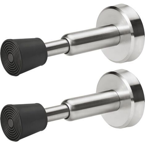 2er-Pack gefederte Türstopper, Türfeststeller, hydraulische Wandtürstopper aus Edelstahl mit Gummispitze