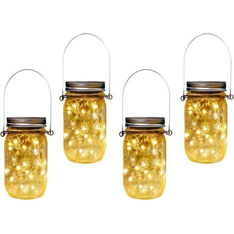 Lampe Solaire Exterieur,Lot de 4 Lanternes Solaires de Jardin 20 LED En Verre Étanche pour l'extérieur - Décoration de jardin -