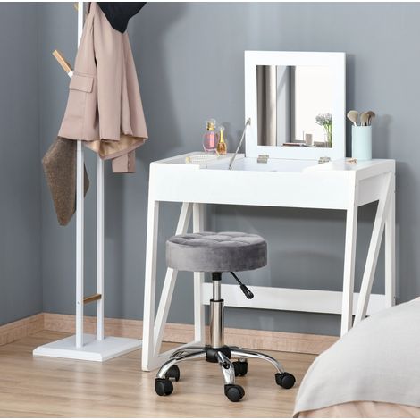 CHICFURN Sgabello da salone con ruote 35 x 48 x 49-61 cm grigio effetto velluto, regolabile (1/5)