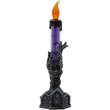 Velas decorativas parpadeantes de Halloween con luz LED morada para fiestas en casa, bares y casas encantadas. (1/2)