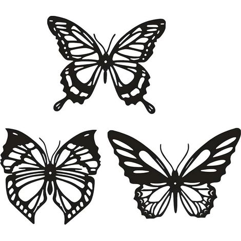 Lot de 3 décorations murales en métal avec Papillon Noir, décoration créative à Suspendre au Mur pour la Maison, la Salle de Bain, Le Jardin, la Cour, la clôture (1/5)