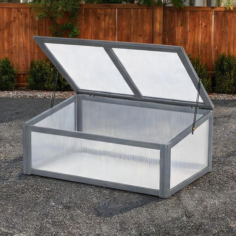 Mini-serre en bois avec couvercle polycarbonate pour jardin (1/5)
