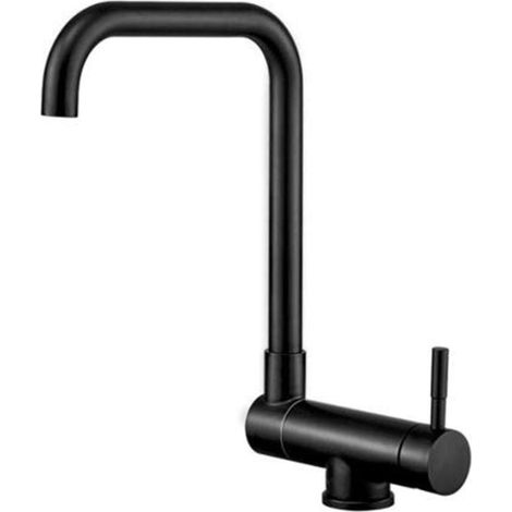 robinet cuisine rabattable mitigeur noir, robinet cuisine sous fenetre, levier unique rotatif chaud et froid. Évier de cuisine en acier inoxydable, robinet-Noir B (1/5)