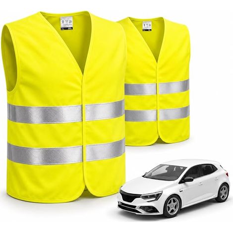 2 x Safety Vest for Cars - Safety Vest, Accident Vest 2026 - Reflective Vest Fluorescent Yellow for Cars, Trucks - Car Accessories (1/5)
