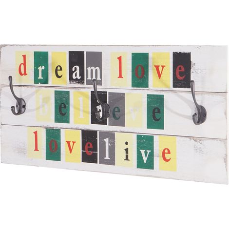 [NON UTILIZZATO] Appendiabiti guardaroba shabby vintage legno paulonia 30x60cm Love Life (1/5)