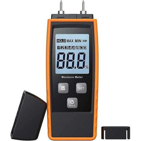 Humidimètre numérique pour bois avec écran LCD rétroéclairé – Test d'humidité portable pour détecter les fuites de bois de chauffage, d'humidité et de mortier de ciment Détect d'humidité