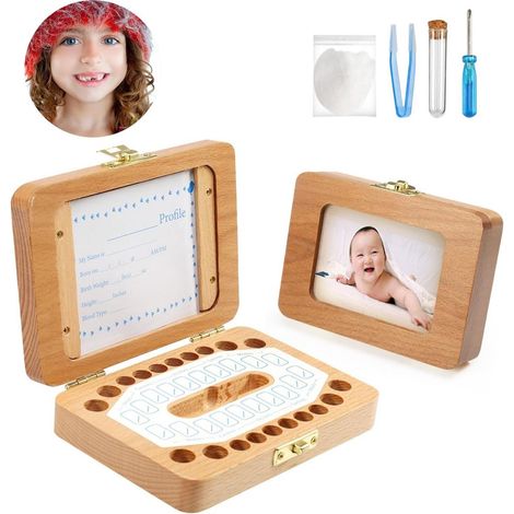 Boîte à dents de lait pour enfant avec cadre photo bébé boîte à souvenirs et coffret cadeau (1/3)
