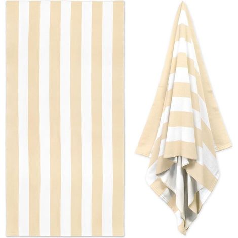 Serviette de plage extra-large, 90 x 180 cm, beige, (1/5)