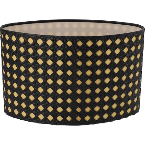 Ortviai Abat-jour ovale en métal ajouré avec doublure noire et jaune – compatible E14/E27, 23 x 14,5 cm