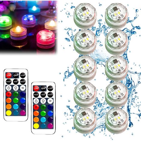 Mini-LED-Kerzen: 20 farbwechselnde Mini-LED-Leuchten, wasserdichte Mini-LED-Lampen zum Untertauchen, mehrfarbige RGB-Leuchten mit 2 Fernbedienungen, leuchtende Kerzen für Vasen und Aquarien