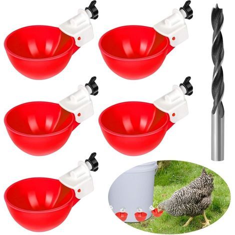 5 Pièce Abreuvoirs Automatiques Kit DIY Abreuvoir Poules Abreuvoir Poule avec scie à Trou de pour Poussins Canards Oies Dindes ou Lapins (1/4)