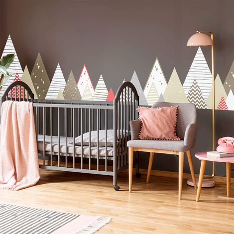 Stickers muraux enfants - Décoration chambre bébé - Autocollant Sticker mural géant enfant montagnes scandinaves ERVIKA - 40x65cm (1/5)