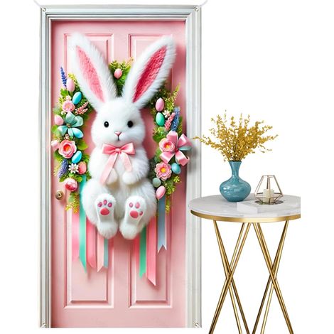 Housse de Porte de Pâques Décoration Maison Printemps Mignon Et Décor de Porte avec Motif Lapin de Pâques Pour Fête D'Anniversaire Bureau Maison École Dortoir Appartement Jardin Intérieur (1/5)