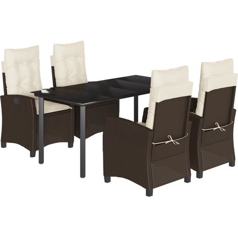 Maison Exclusive - 5-tlg. Garten-Essgruppe mit Kissen Braun Poly