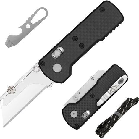 tacle U1 couteau utilitaire de poche pliant, coupe-boîte de changement rapide avec verrouillage de rail, couteau à rasoir EDC avec pince de poche pour le bureau, usine (1/5)