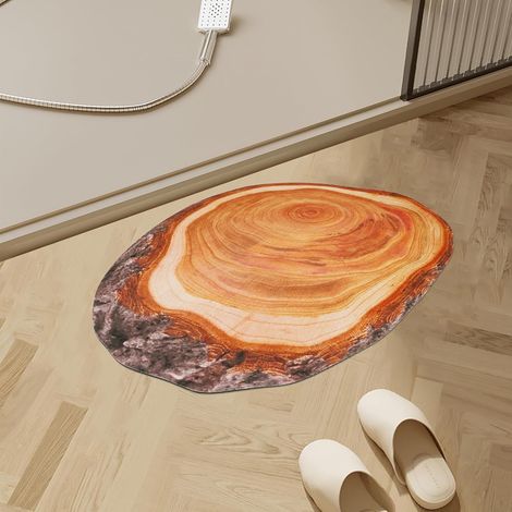 Tapis Salle de Bain Diatomite Motif Cernes d'arbre, Style D 50x80cm (1/5)