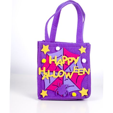 Sac de bonbons d'Halloween Panier en feutre Sac de bonbons d'Halloween Sac de rangement portable Violet (1/2)