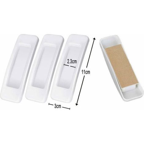 4pcs Poignée autocollante coulissante - Facilite l'ouverture Adhésif puissant - Meuble et fenêtre - Blanc (1/5)