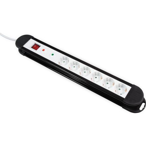 Multiprise MCPOWER KL-06, 6 prises, 1,4 m de câble, protection surtension, interrupteur