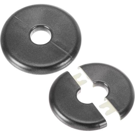 Plaque d'Écussons Auto-Adhésive Ronde en ABS 0.65"/16.5mm, 2pcs Couverture Murale pour Tuyau d'Eau, Cache Mitigeur Douche Boucles Rosace Robinet Chauffage Plomberie Mural, Gris (1/5)