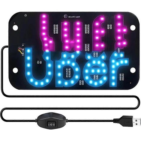 Panneau lumineux LED pour voiture, panneau lumineux de pare-brise de taxi, panneau de voiture USB avec ventouses, autocollant de pare-brise (1/4)