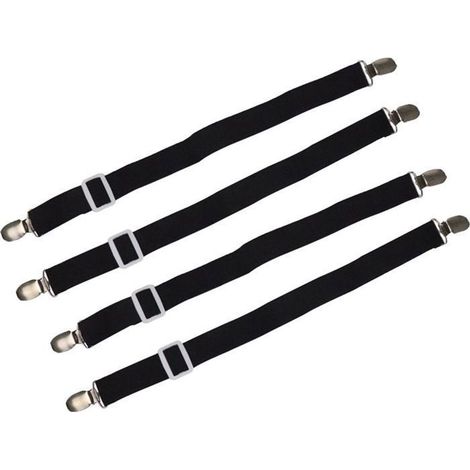 Verstellbarer Bettlaken-Spanner, 4-teilig, elastische Spannleiste für Bettlaken mit Metallclips