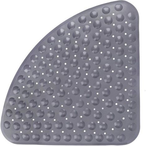 Tapis de bain et de douche antidérapant avec trou d'évacuation, adapté à la douche ou au bain, 54 x 54 cm, gris (1/4)
