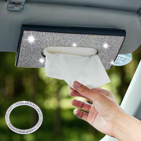 Boîte à mouchoirs Bling Bling avec protection solaire, étui en cuir PU. (1/5)