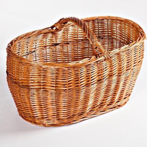 Panier à bûches ovale en osier rouge, 62 x 39 x 40 cm